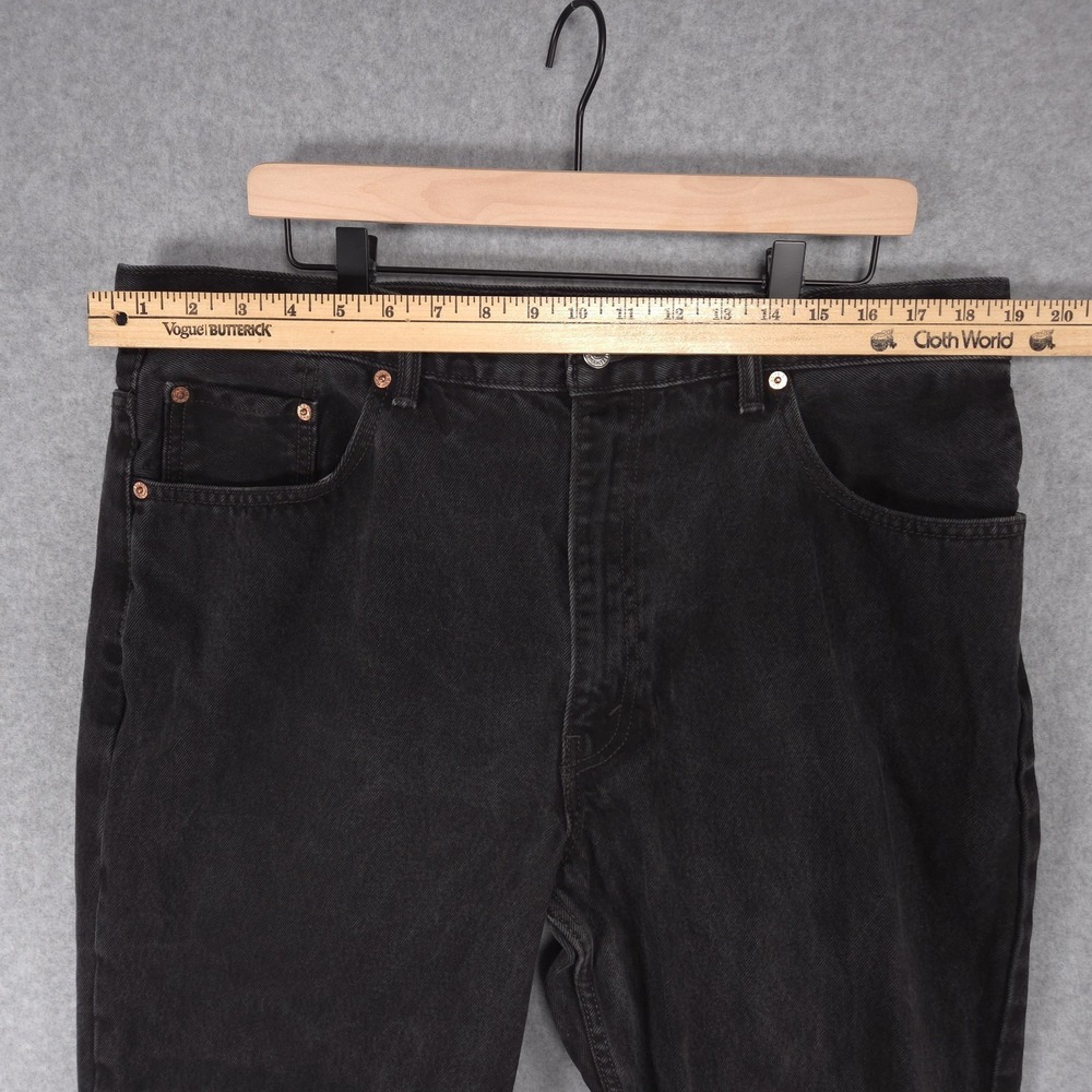 Levis 550 Mens Size 40x30 Black Denim Relaxed Fit Tapered Leg Jeans - Picture 9 of 16
